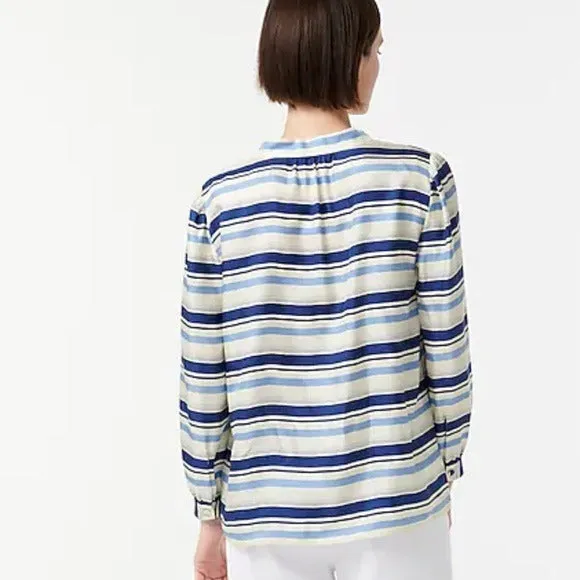 NEW J Crew Silk Blue Striped Tunic