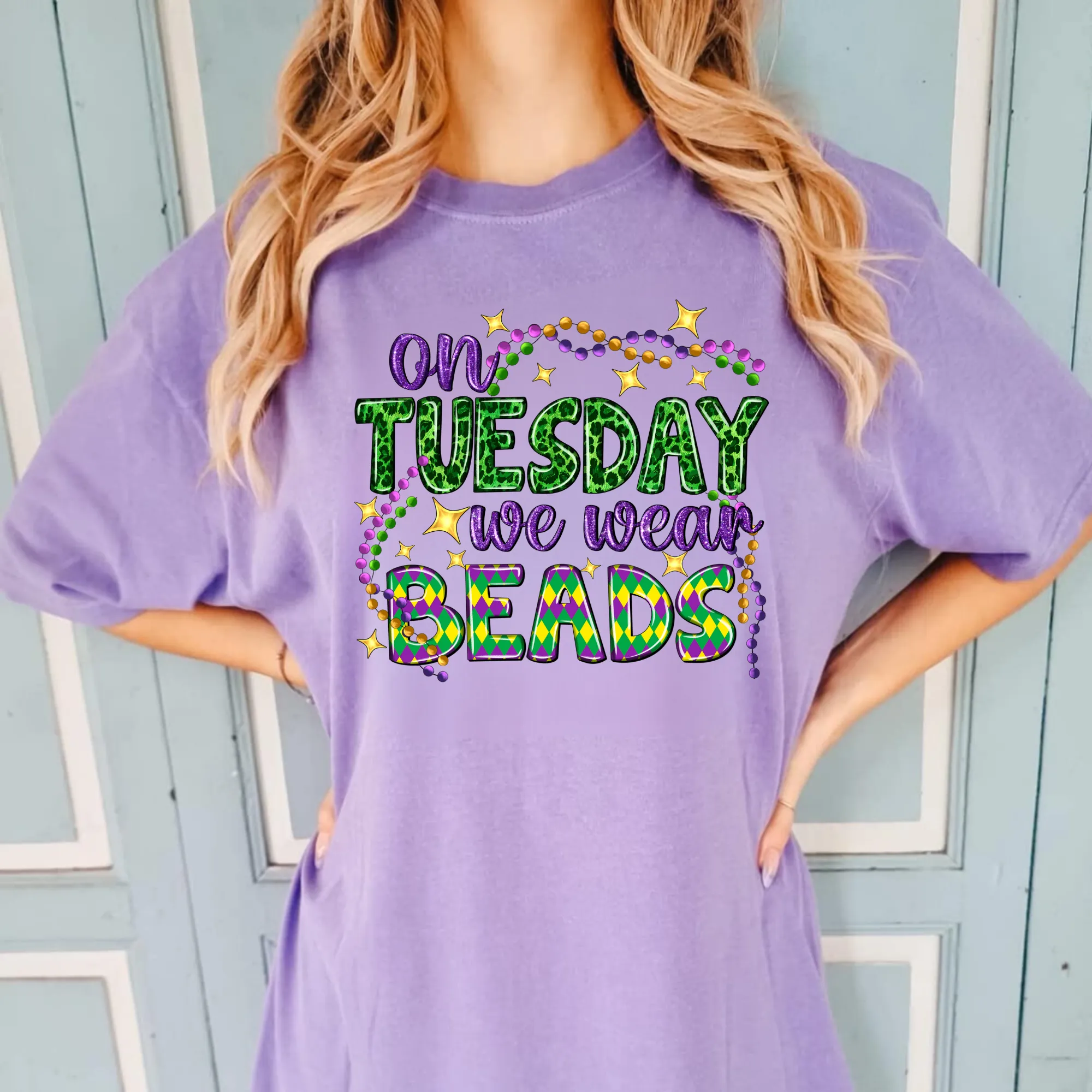 On Tuesday We Wear Beads Mardi Gras Shirt