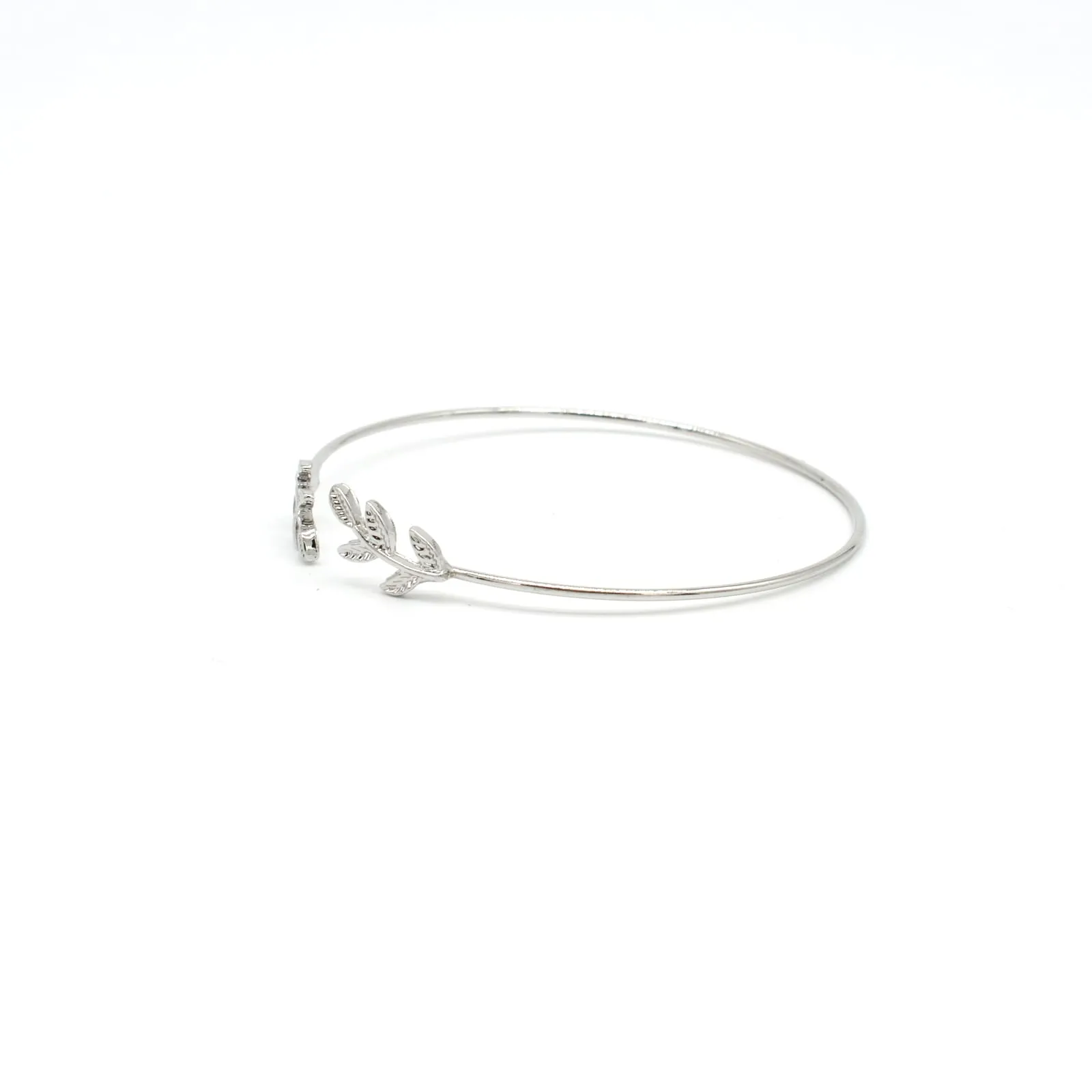 Open Cuff Leaves Silver Bracelet