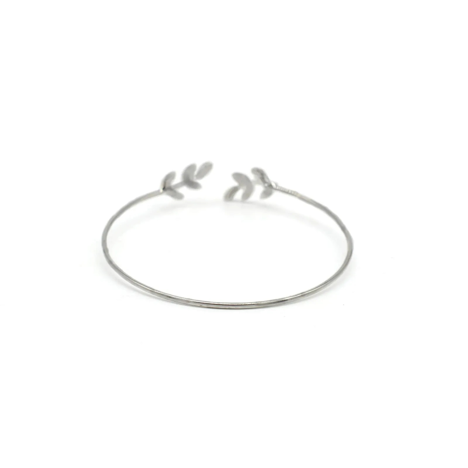 Open Cuff Leaves Silver Bracelet