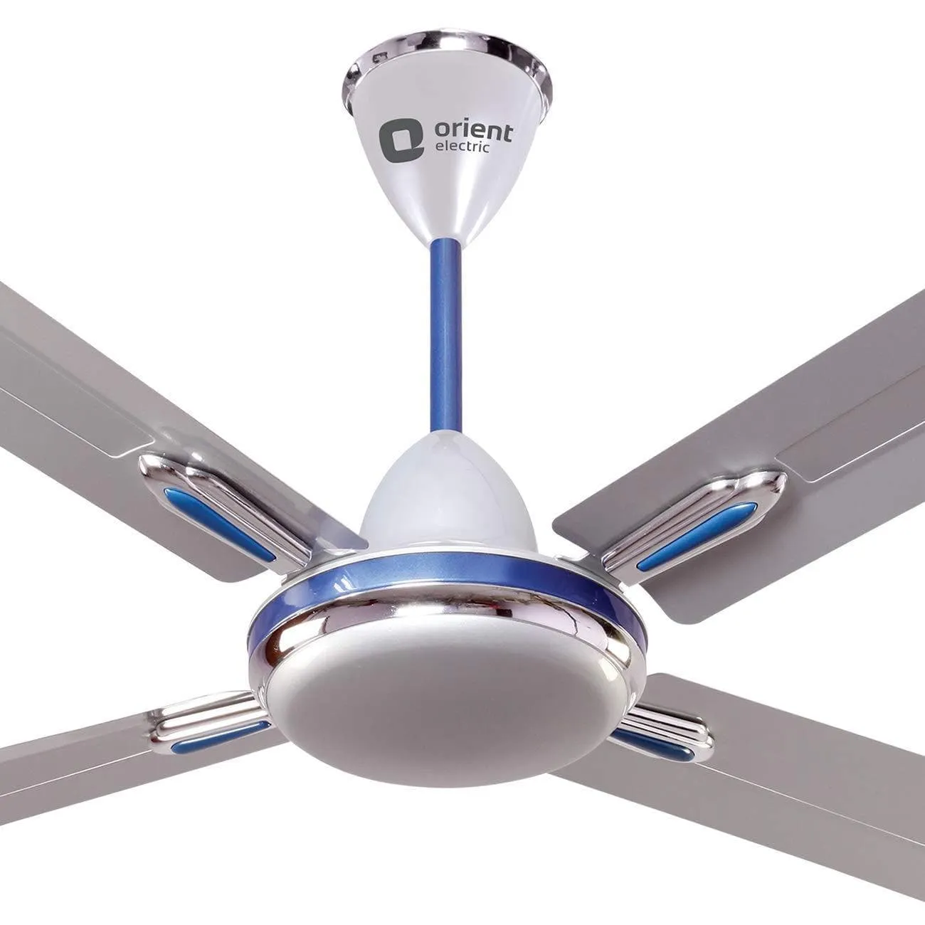 Orient Electric Quadro Ornamental 1200mm Ceiling Fan (Silver/Blue)