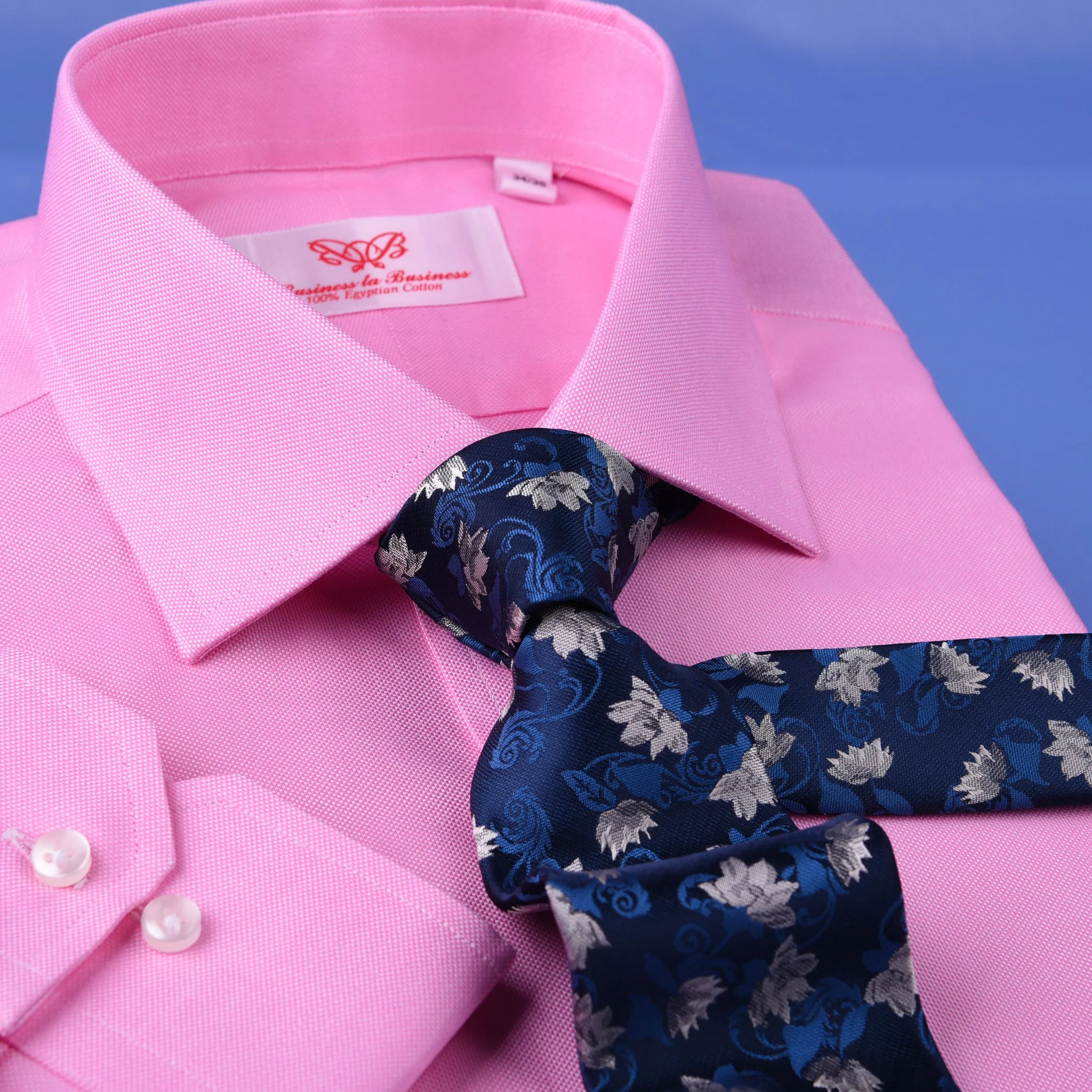 Pink Oxford Formal Business Dress Shirt Spread Collar Button Cuffs Limited Stock in Single Button Cuffs