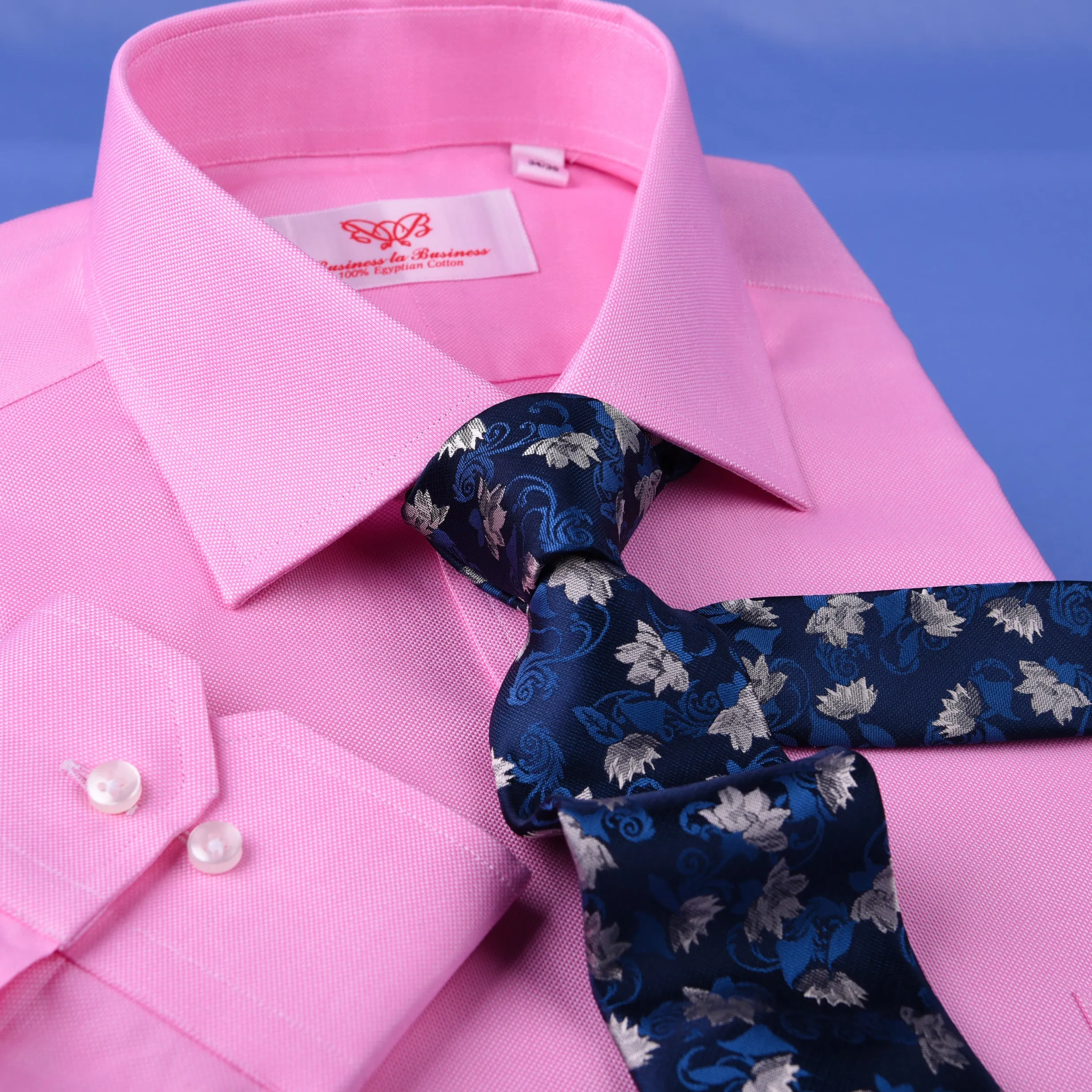 Pink Oxford Formal Business Dress Shirt Spread Collar Button Cuffs Limited Stock in Single Button Cuffs