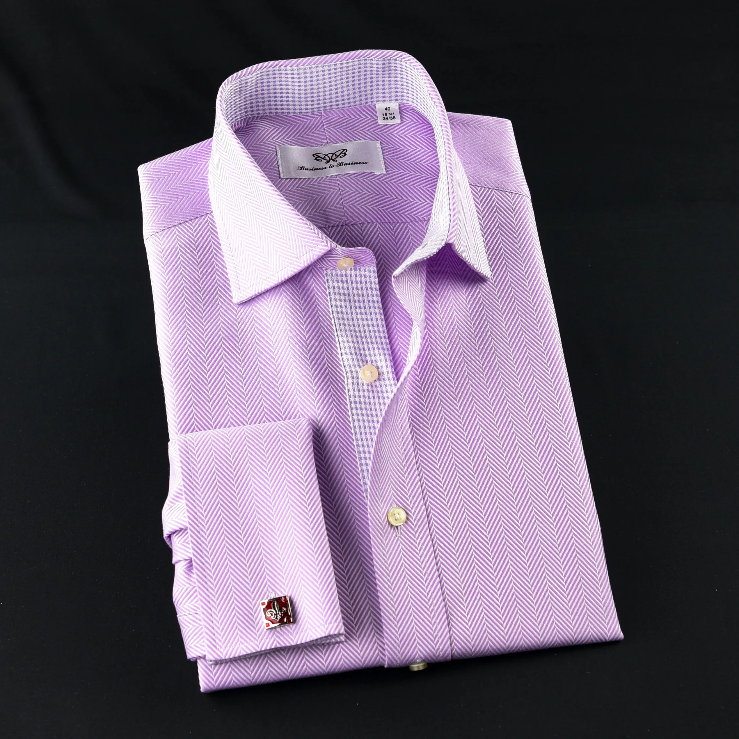 Purple Herringbone Twill Formal Business Dress Shirt Luxury Violet Fashion