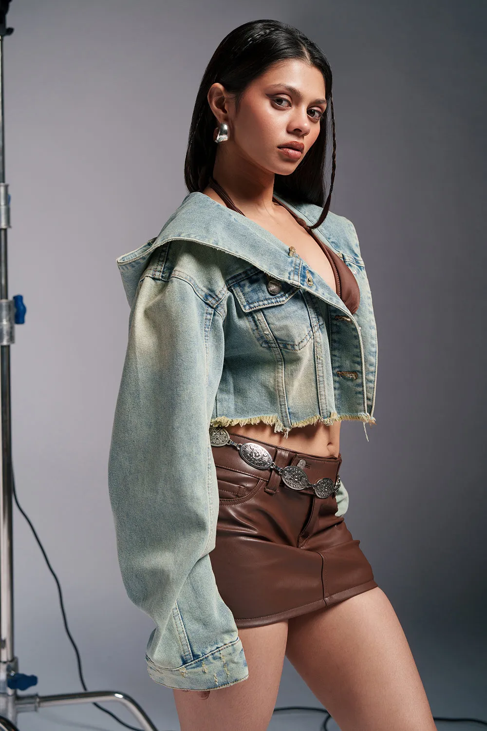 Retro Haze Cropped Denim Jacket