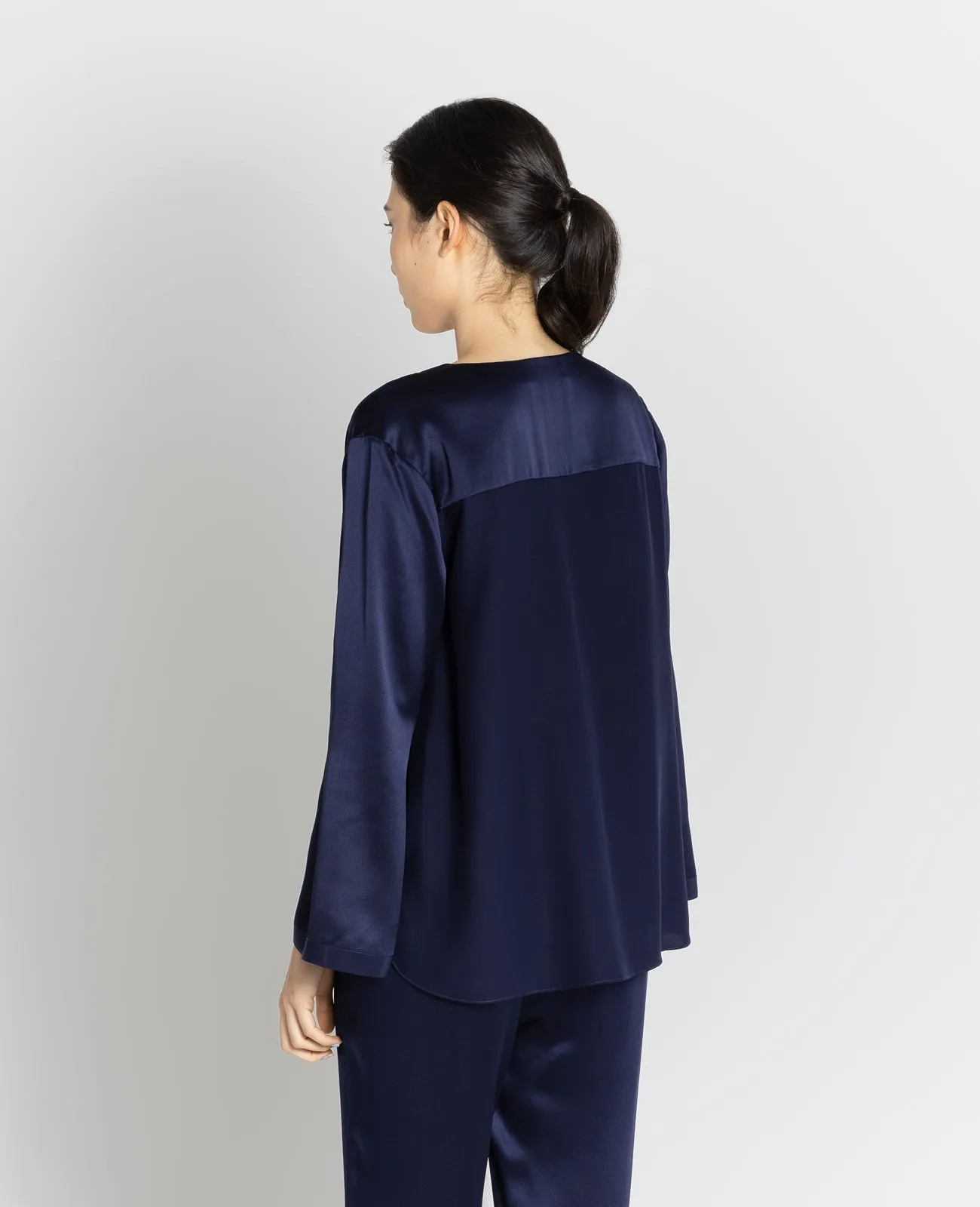 Silk Pyjamas V-Neck Pull Over Blouse