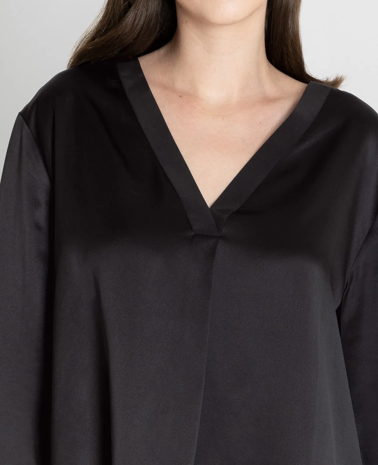 Silk Pyjamas V-Neck Pull Over Blouse