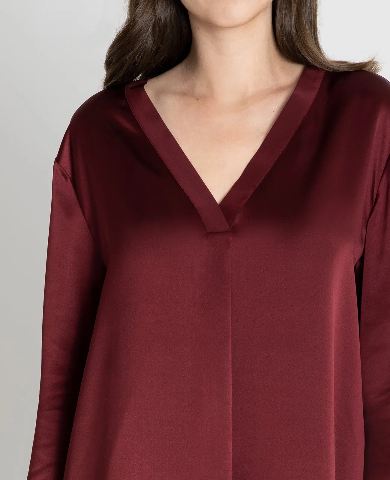 Silk Pyjamas V-Neck Pull Over Blouse