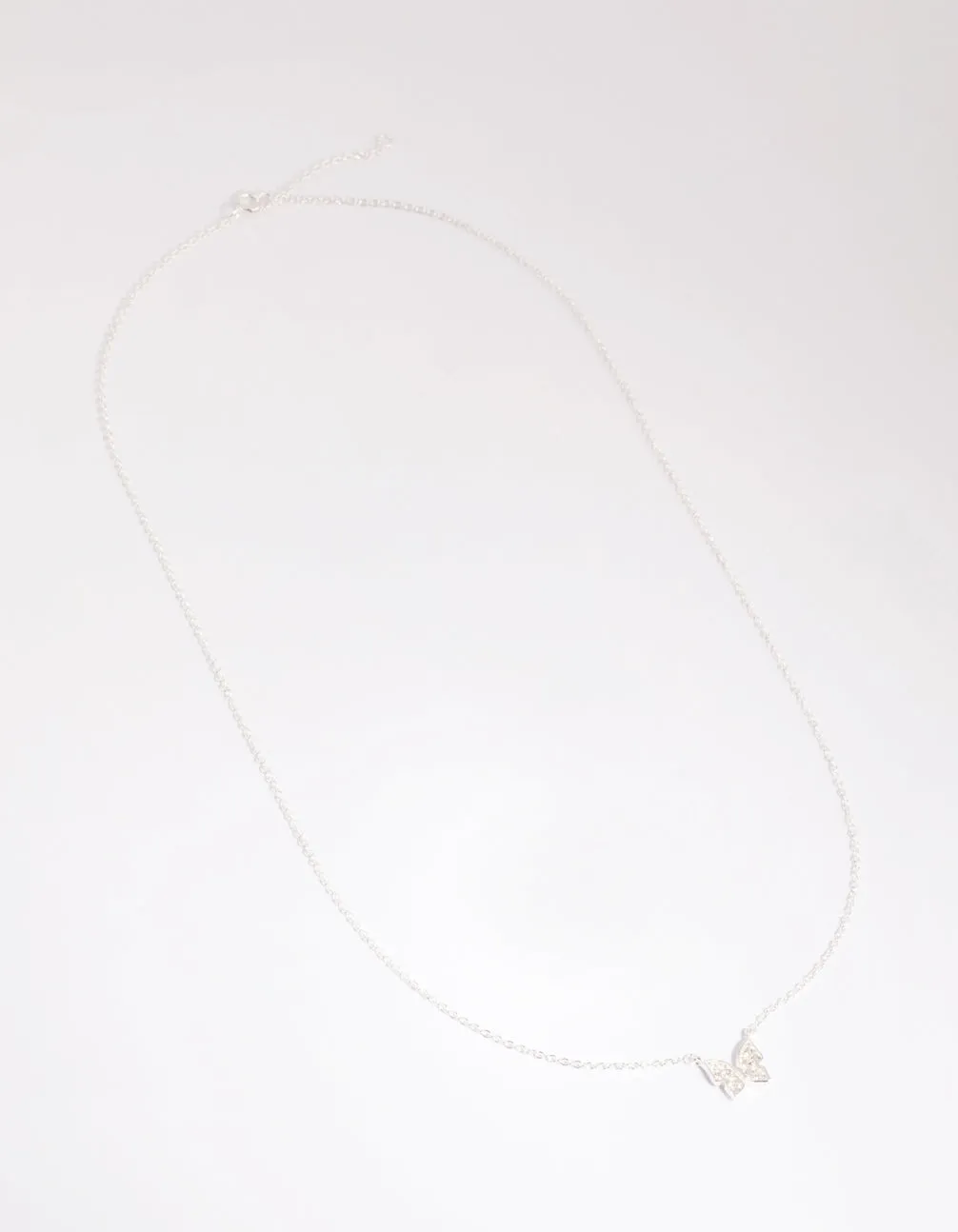 Sterling Silver Pave Butterfly Necklace