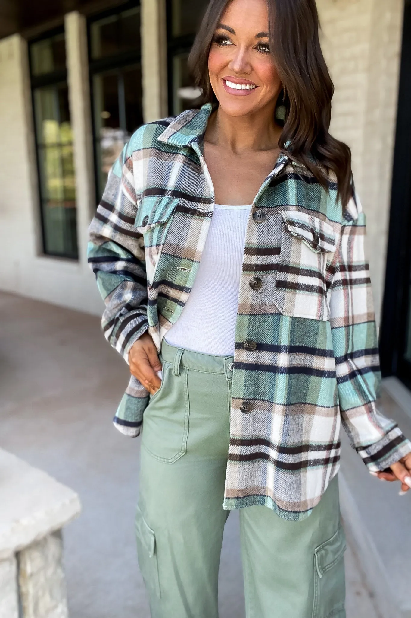 Sweet Comfort Plaid Pattern Shacket