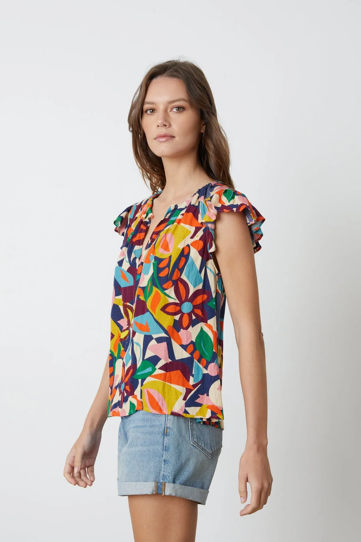 TERESA PRINTED LINEN TOP