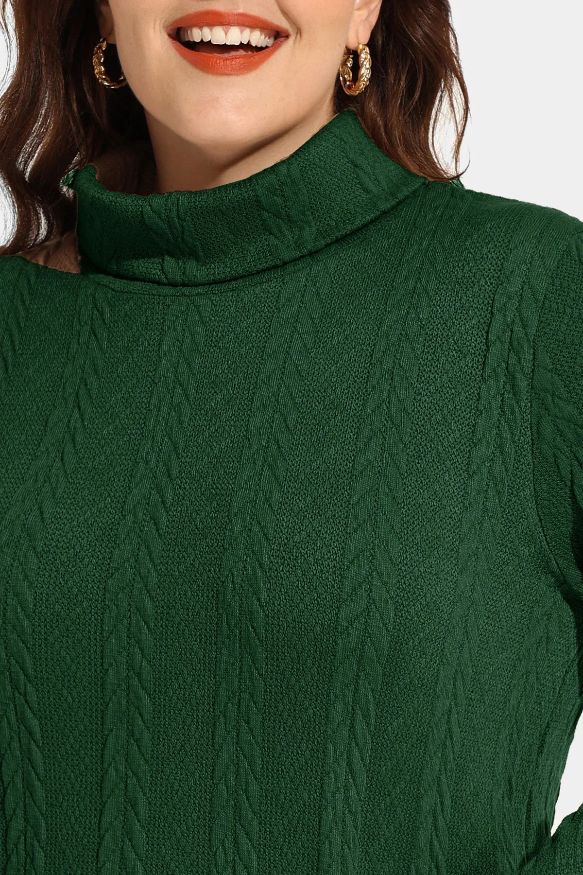 Texture Knit Cowl Neck Pockets Long Sleeve Shirts