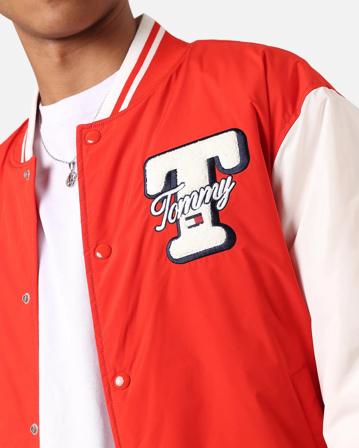 Tommy Jeans TJM Colourblock Varsity Jacket Deep Crimson