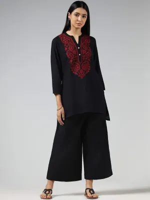 Utsa Black Embroidered Kurti