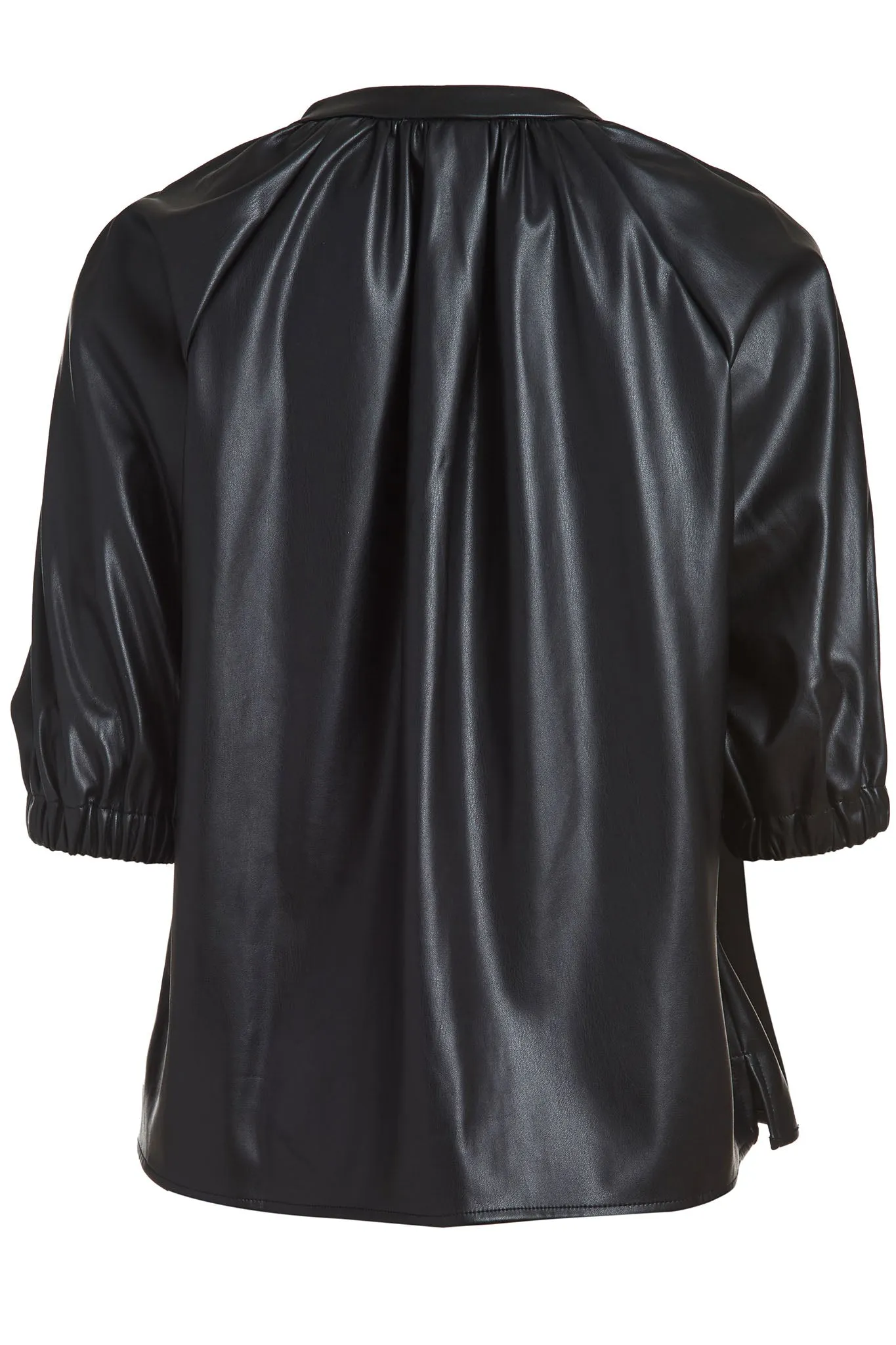 Elizabeth Vegan Leather Puff Sleeve Top