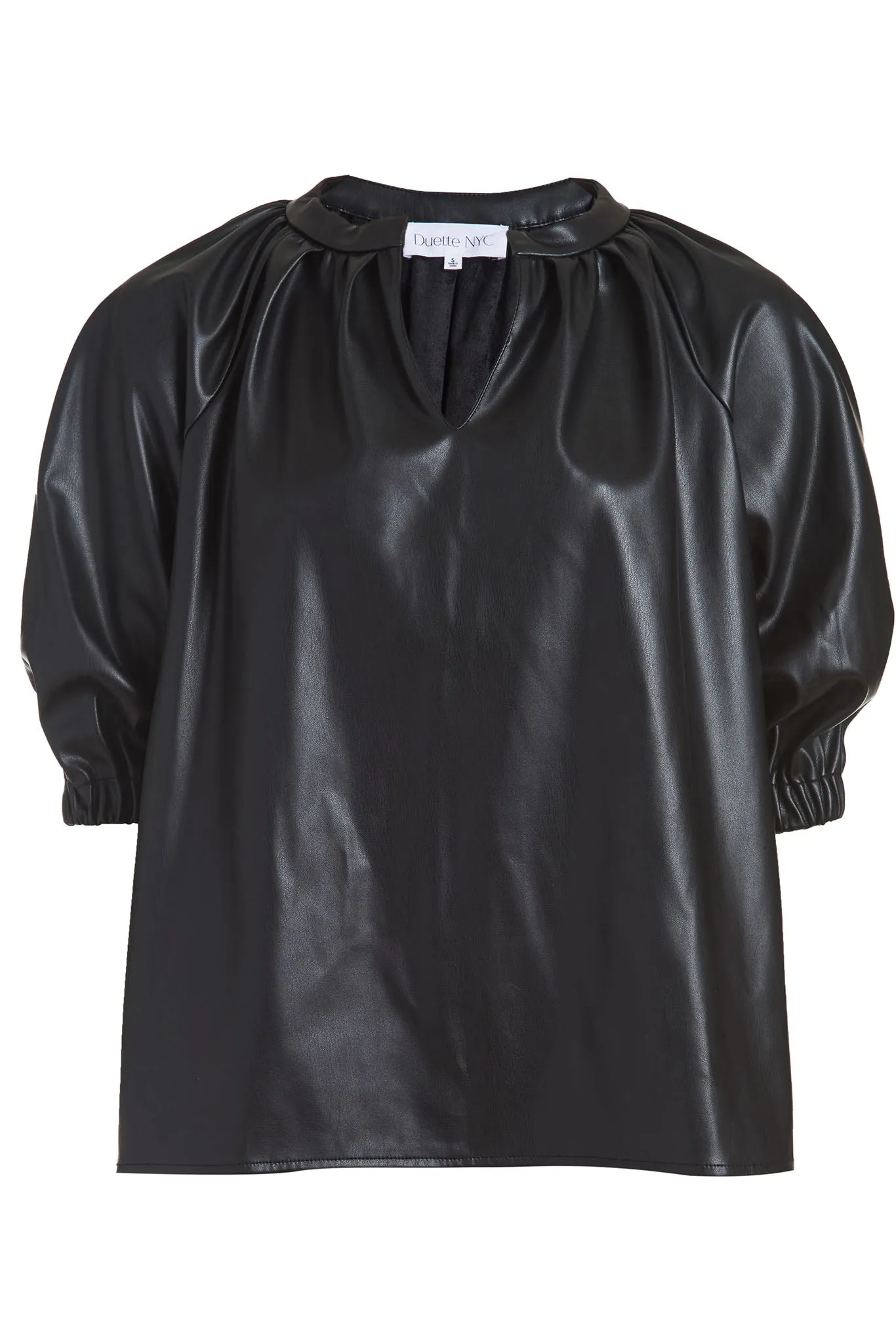 Elizabeth Vegan Leather Puff Sleeve Top