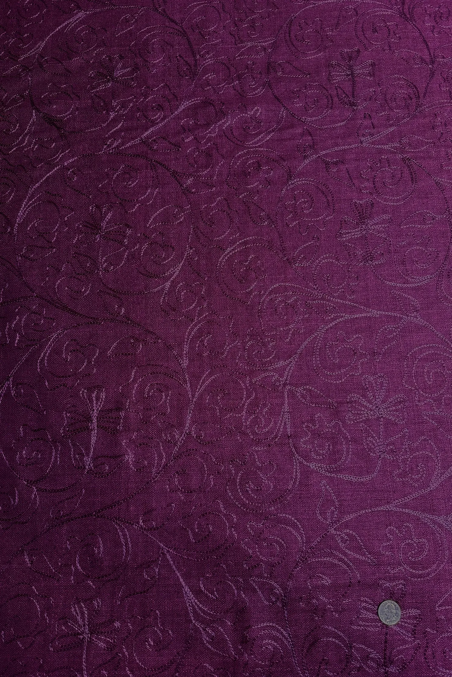 Wine Embroidered Silk Linen MEMT-018-17