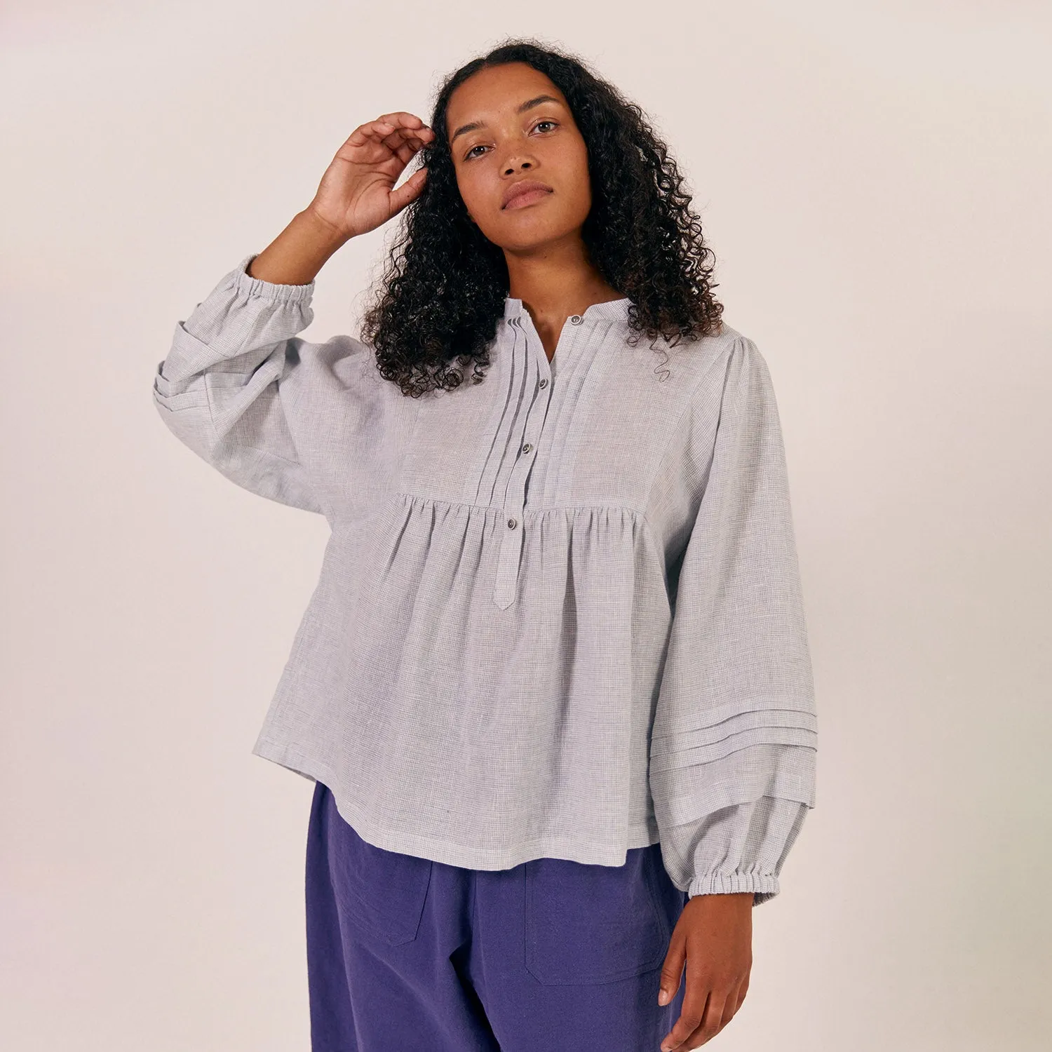 Womens Linen Moon Top - Cloud